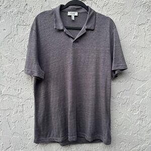 COS Linen Shirt Polo Gray Short Sleeve Collar Men Medium Preppy Business Casual
